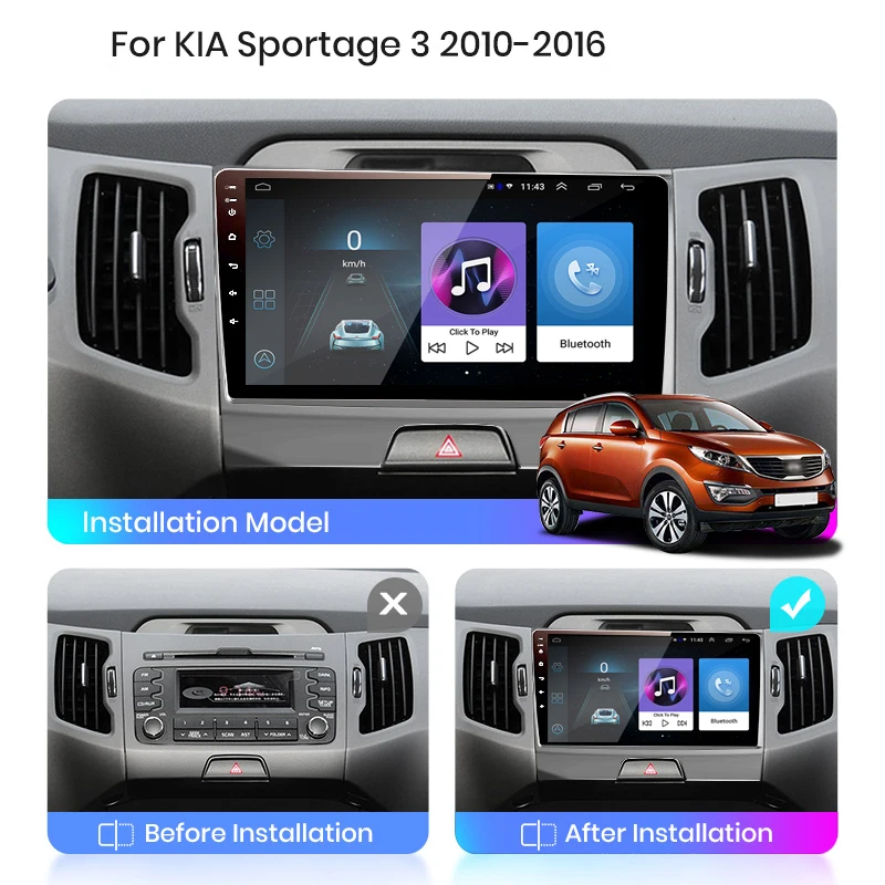 2din Car Radio Multimedia Player Carplay Auto GPS Navigation DSP WIFI NO DVD For KIA Sportage 2010 2011 2012 2013 2014 2015 2016