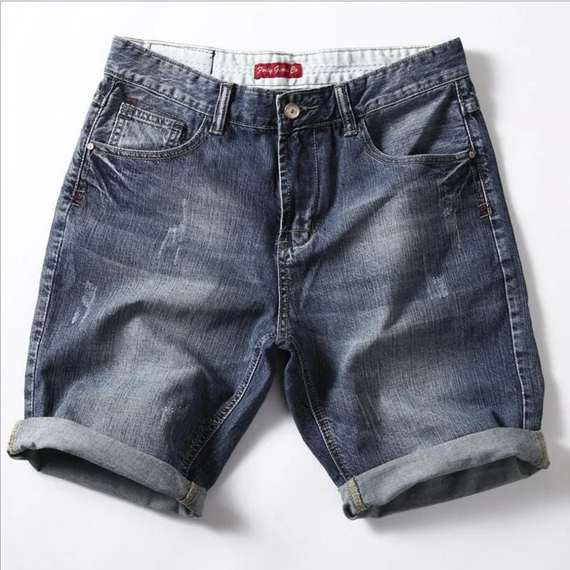 Homens Cinza Denim Shorts Jeans Calças de Boa Qualidade Homens de Algodão Na Altura Do Joelho Jeans Curtas Novo Verão Masculino Tamanho Grande Denim