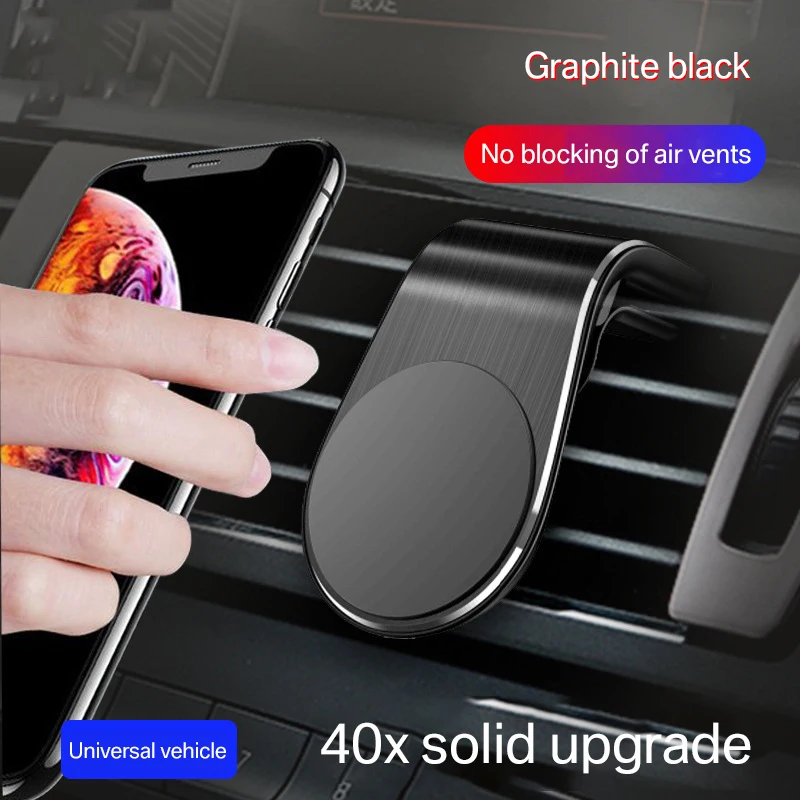 Air Vent Magnetic Suction Car Phone Mount L-Shaped Clip-On Outlet Navigation Bracket Universal Anti-Scratch Phones Stand Holder