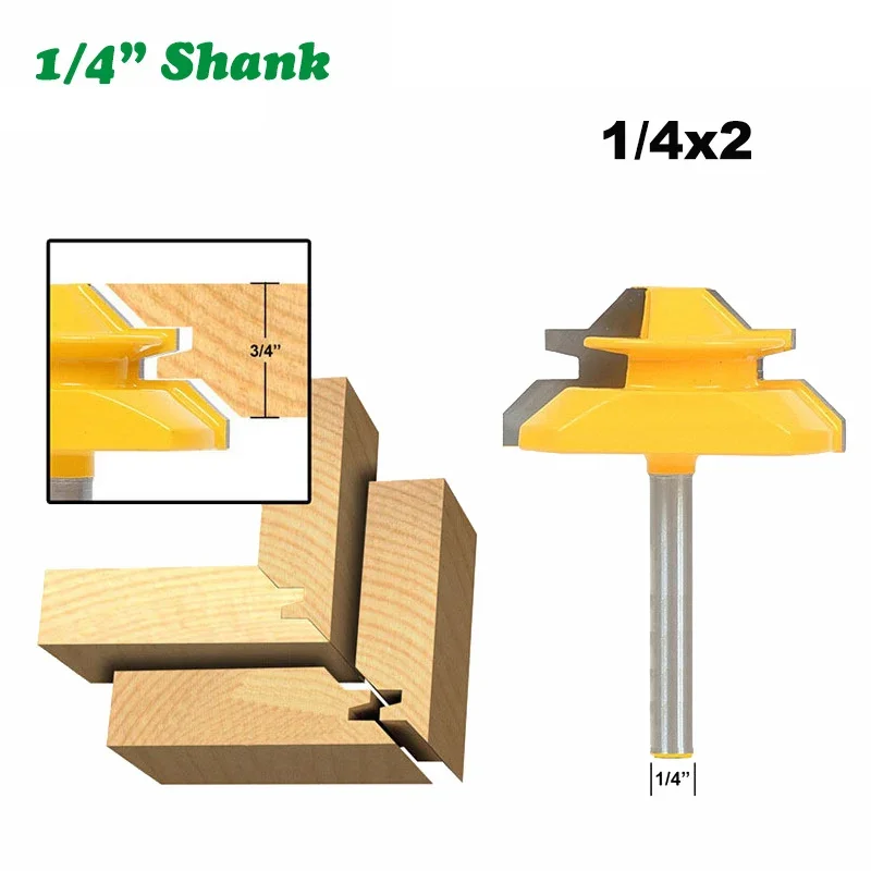 

1PC 1/4" 6.35MM Shank Milling Cutter Wood Carving 45 Degree 3/4" Stock Tenon Cutter Woodworking Medium Lock Milter Router Bit