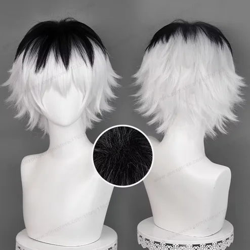 

Sasaki Haise Cosplay Wig 30cm Short Silver White Black Man Hair Anime Heat Resistant Synthetic Wigs