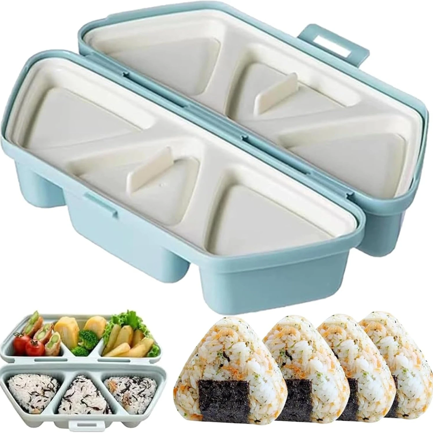 6 in1 Onigiri Mold Triangle Rice Ball Molds Sushi Musubi Seaweed Rice Container 6 Grid Rice Ball Lunch Box for Kids Sushi Making