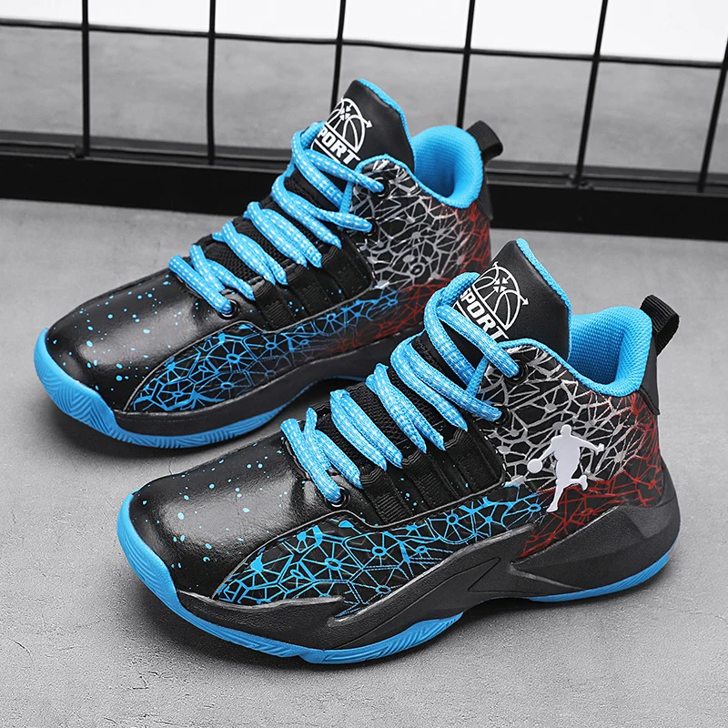 

2025 new youth leather waterproof and non-slip students training combat basketball children's shock-absorbing sports shoes