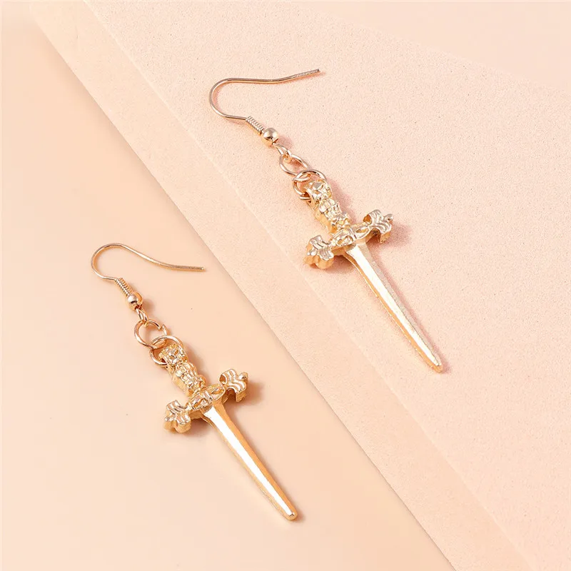 Aihua Gothic Vintage Schwert-Ohrringe für Damen und Herren, modischer Punk-Rock-Party-Schmuck, Accessoires, Geschenk, Fantasy-Kreuz-Ohrringe – Detail 6