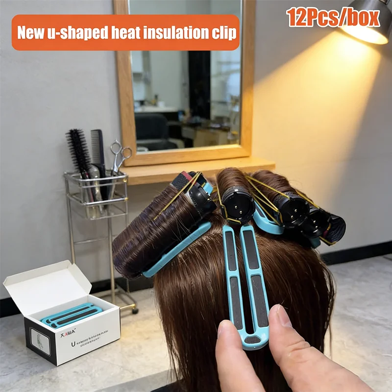 Heat Resistant U-Clips for Hair Volumizing 12pcs Strong Hold Insulation for Home Salon Use Root Lifting Styling Perming Tools