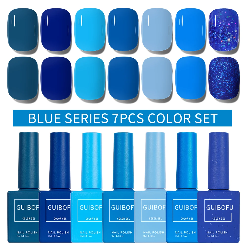 7 unids/set de esmalte de uñas de Gel, acabado brillante de otoño, juego de esmalte de uñas con lentejuelas semipermanentes, barniz Uv para decoración de uñas