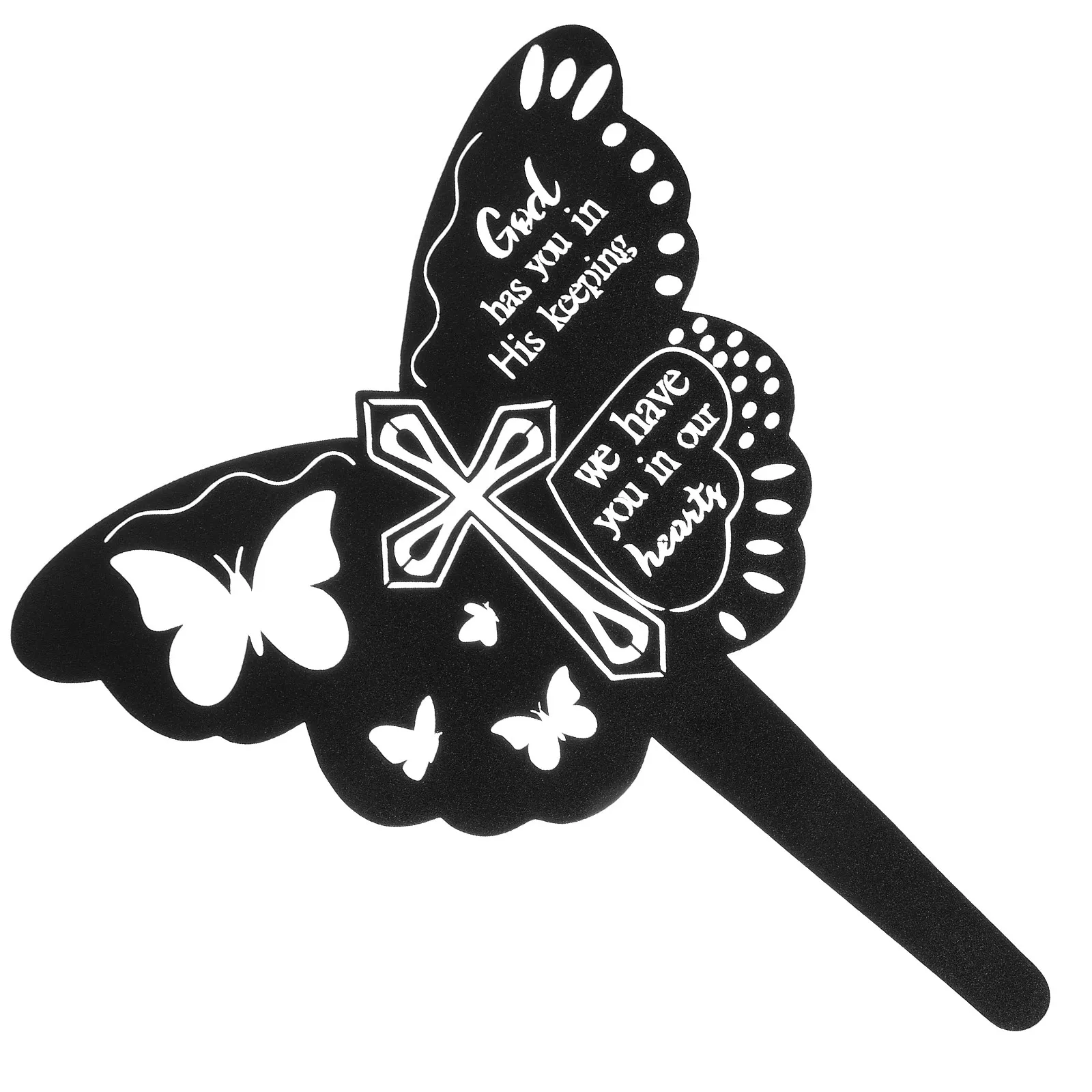 Metal Butterfly Cemetery Stake Handcrafted Memorial Marker Grave Decoration Rustic Iron Lawn Ornament Garden Yard Decor Outdoors