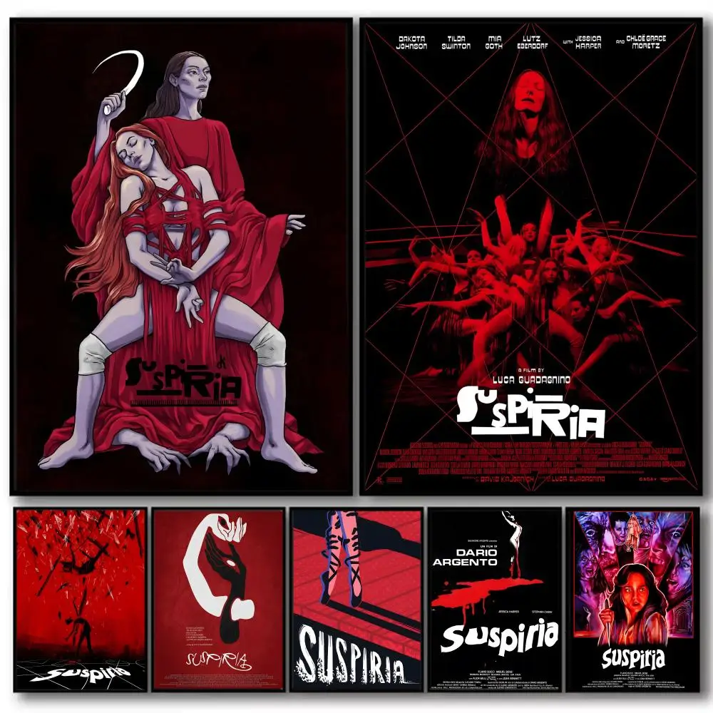 Horror Movie Suspiria Painting Calligraphy High-Quality Cotton Canvas Poster Wall Art for Living Room Modern Coffee House Decor