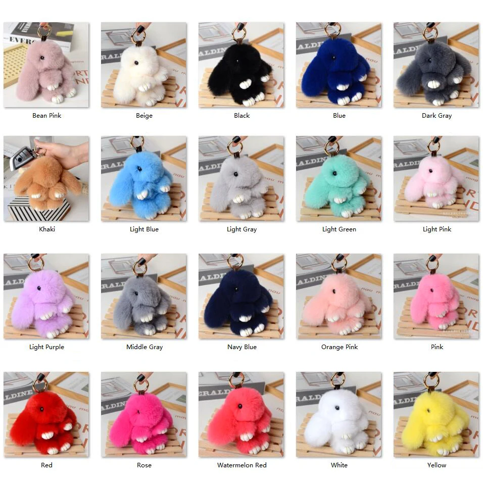 Fluffy Faux Fur Rabbit Keychain For Women Plush Pompom Bunny Hare Key Chain On Bag Car Trinket Female Jewelry Party Dolls Gift