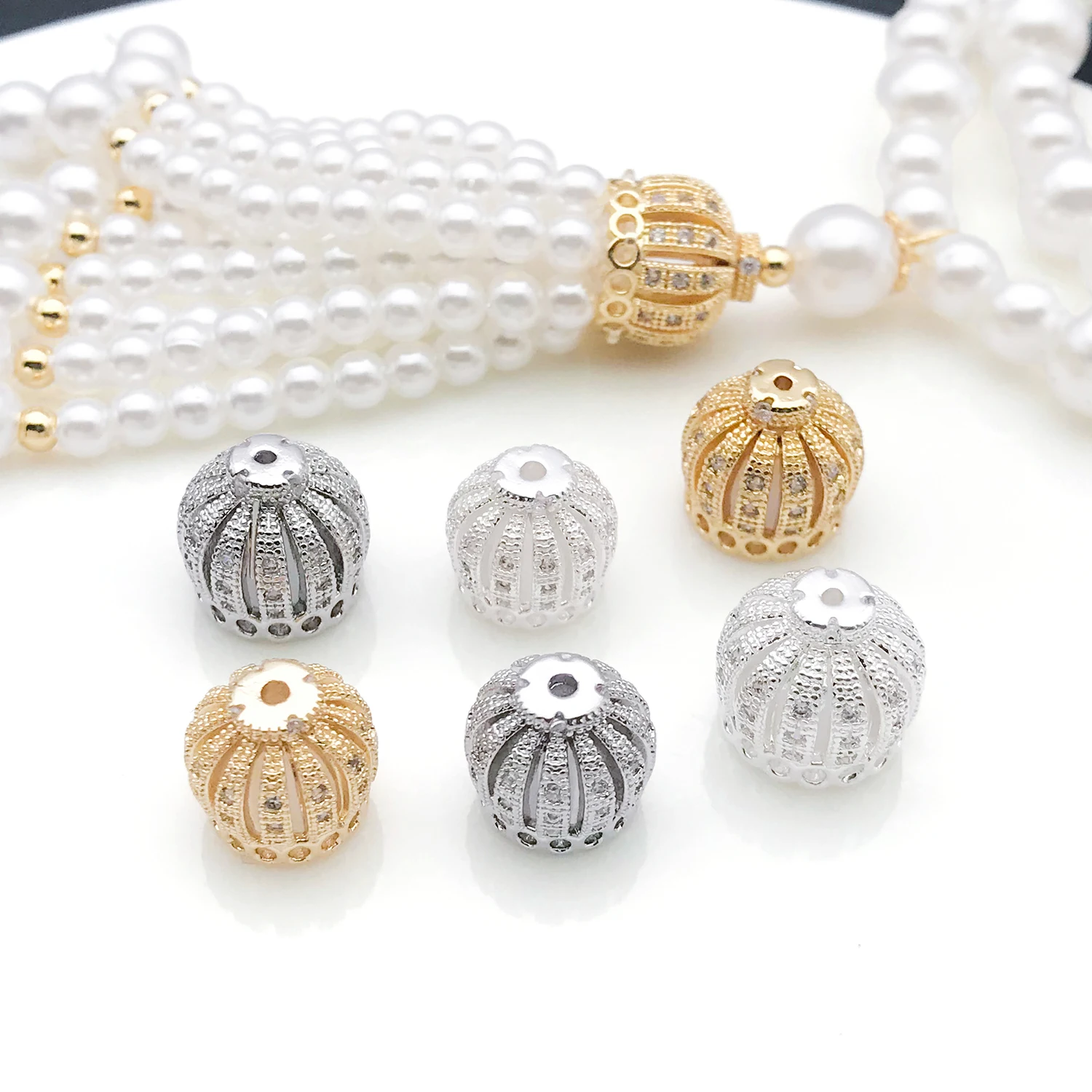 2pcs 9/11mm 18K Gold Plated Brass Spacers Bead Caps For Jewelry Making Flower Bead End Caps DIY Necklace Bracelets Accessories - view 3