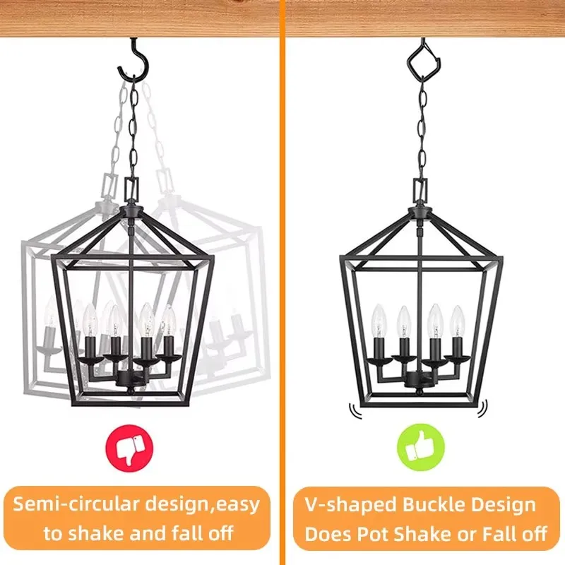 10/20 buah kait sekrup gantung jepret persegi, kait langit-langit tanaman taman halaman dengan gesper keamanan untuk menggantung lampu tali luar ruangan