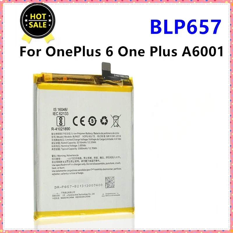 SWZY Phone Battery BLP657 For OnePlus 6 One Plus A6001 A6000 A6003 High Quality Replacement Batteries  3210mAh