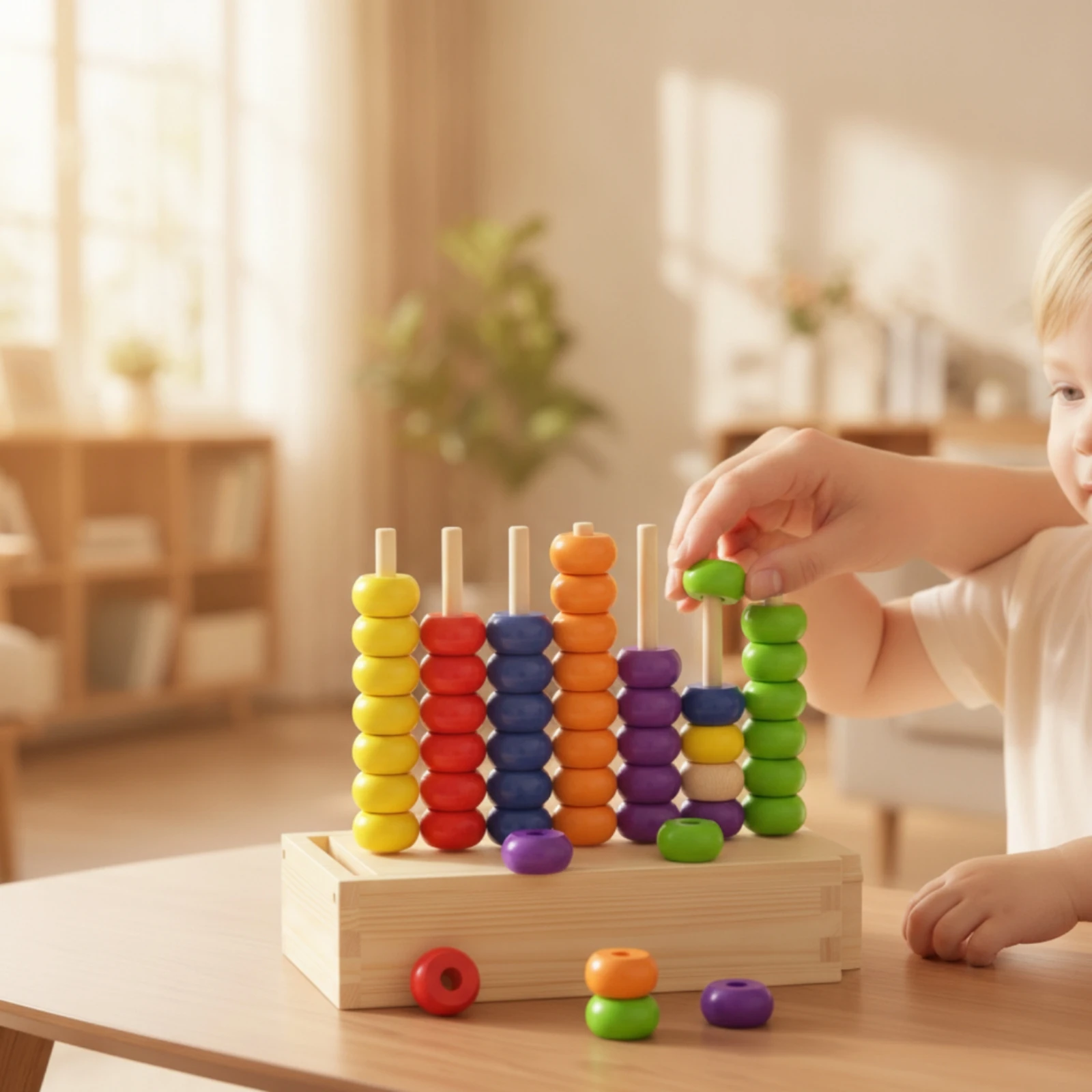 Color Matching Toy Preschool Bead Sorting Toy Lacing Bead Set Vibrant Sensory for Toddlers, Playroom, Classroom