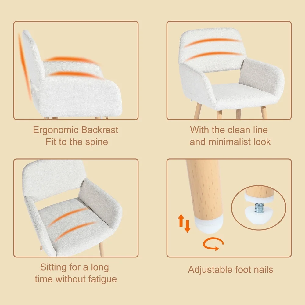 Set of 2 Upholstered Dining Chairs Kitchen Breakfast Nook Cozy Compact Seating Comfortable Foam Backrest Stylish Indoor Use