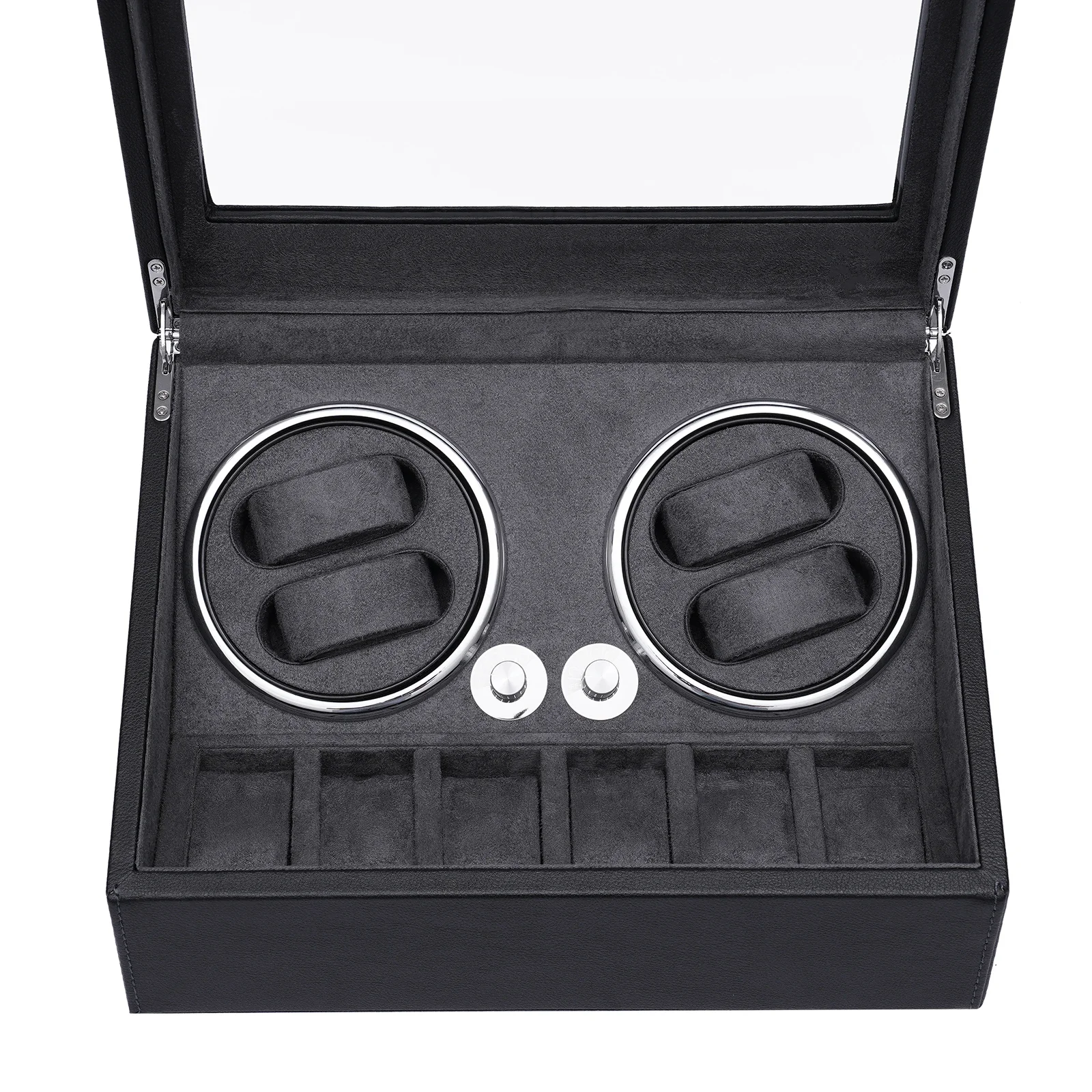 Watch Winder Watch Rotating Display Case for 4 Automatic Watches with Extra 6 Watch Storage, LED Illumination, Silent Motor