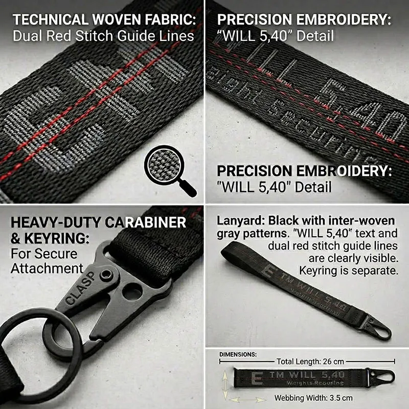 Men's Canvas Keychain Tactical Belt Loop Lanyard Streetwear Hip Hop Cargo Pants Hanging Key Strap Metal Buckle Bag Accessory EDC