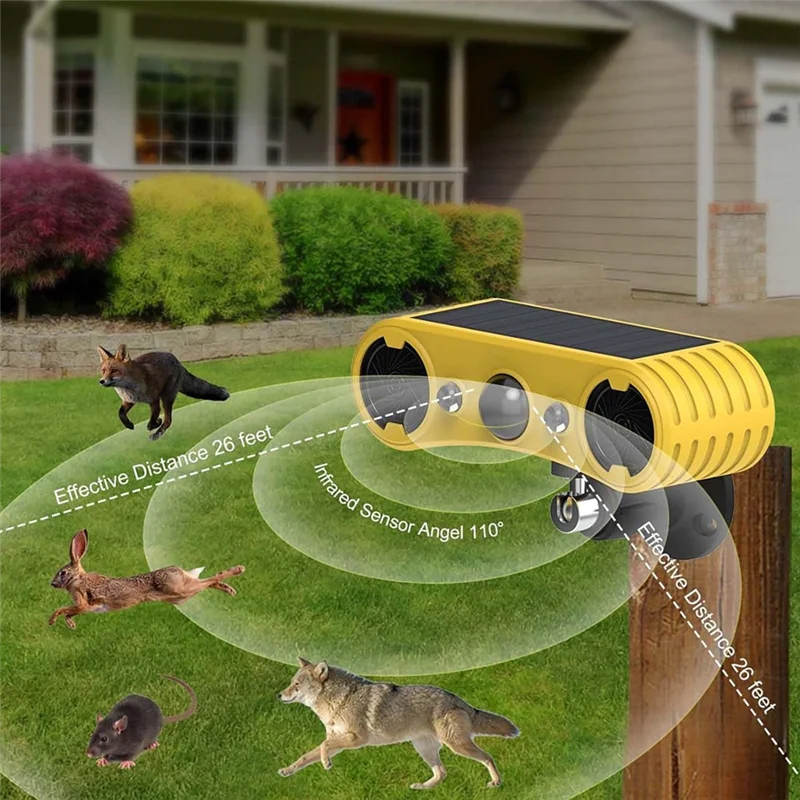

AA08-Solar Motion Sensor Alarm, Outdoor Warning Light,13 Sounds Security Alert System Animal Repeller For Farm Yard Barn