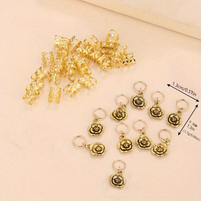 The 36PCS new flower pendant dreadlock hair band is perfect for taking photos, looking good and fashionable