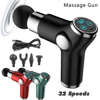 Mini portable massage gun percussion massager for body neck deep tissue muscle relaxation gout pain relief fascia gun