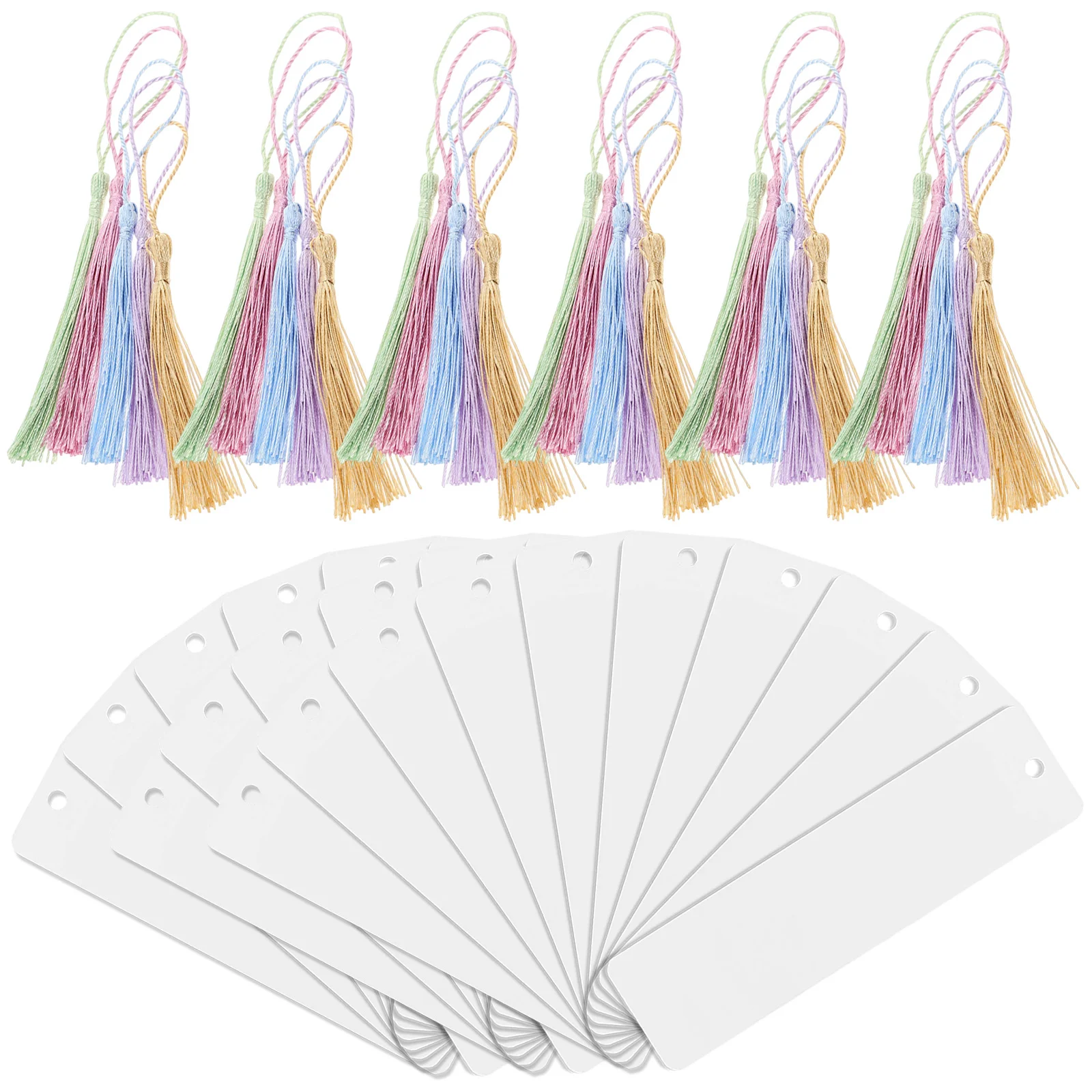 30 Sets Blank Bookmark Student Bookmarks Colorful Tassels Acrylic Designed Page Marker