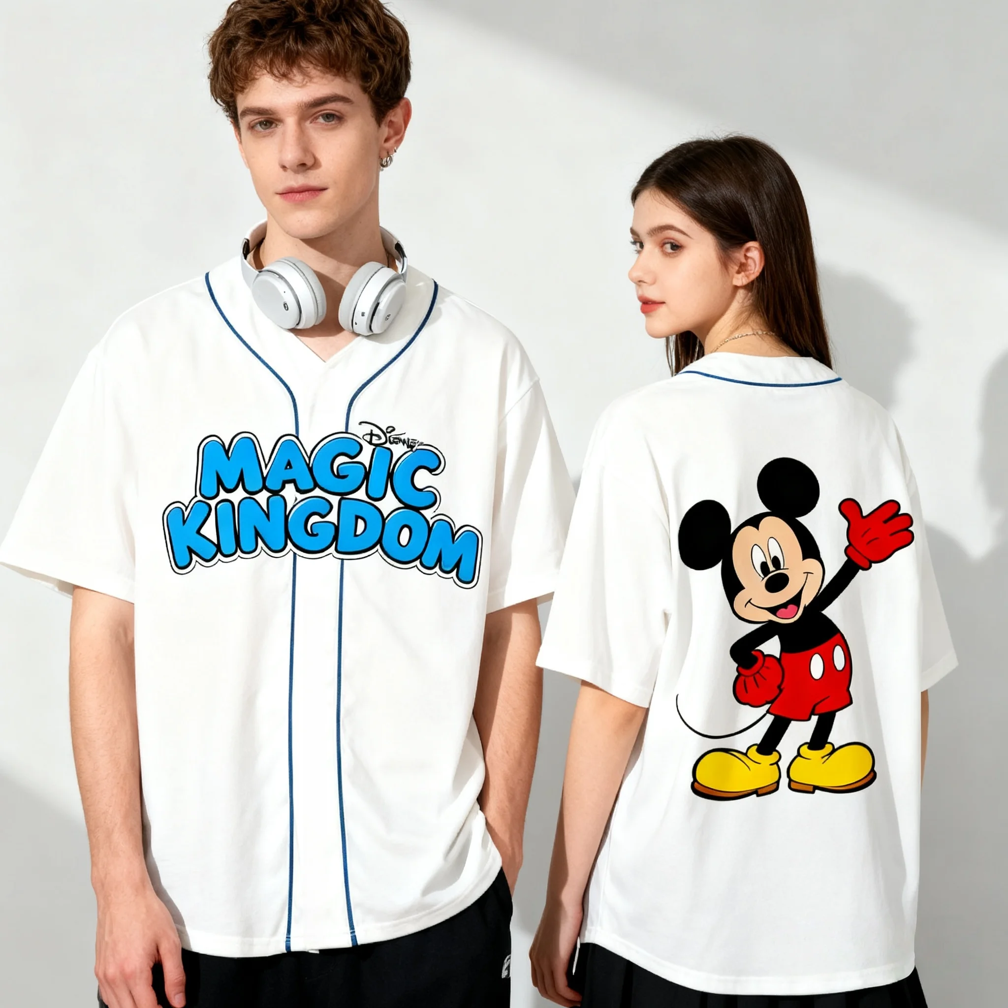 25/26 سلسلة الرسوم المتحركة ديزني Zootopia نيك والجمال والوحش سترة البيسبول الصيفية المتضخم للأطفال الوالدين والطفل تي شيرت