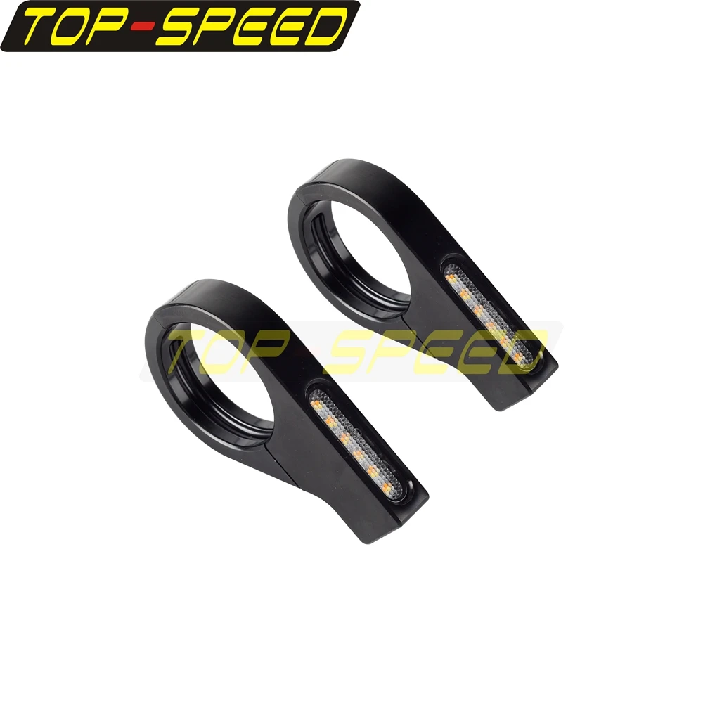 Ámbar E24 e-mark Universal motocicleta 41mm tubo de horquilla Luz de señal de giro DRL luces LED para Harley Honda Suzuki Yamaha Kawasaki