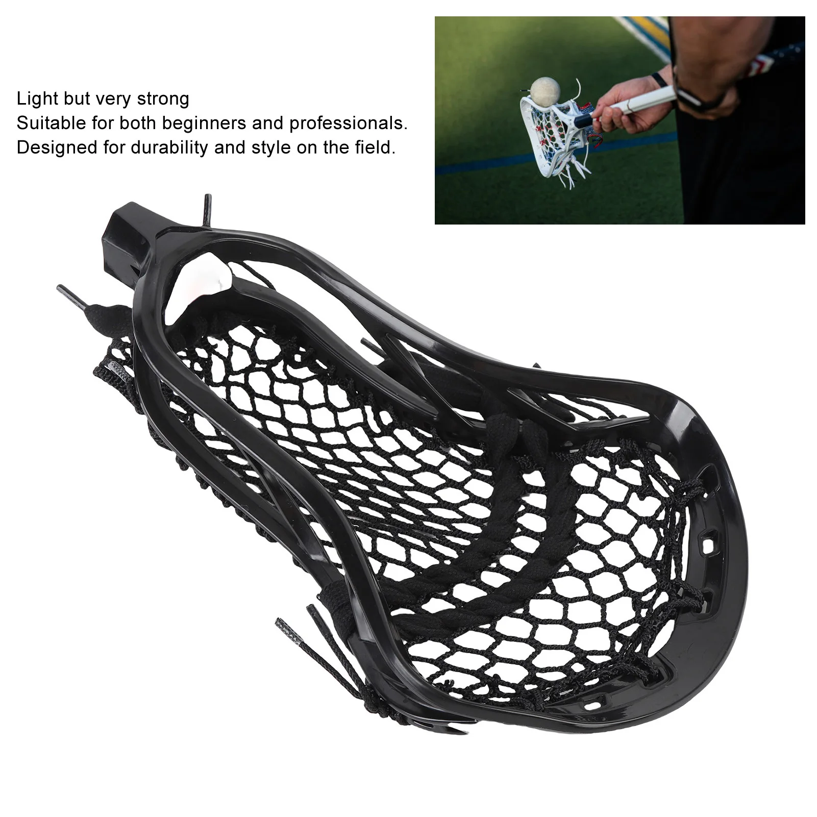 

Lacrosse Head Mesh Strung Wear Proof Nylon Lacrosse Stick Heads for Training Competition Lacrosse Accessories for Practice