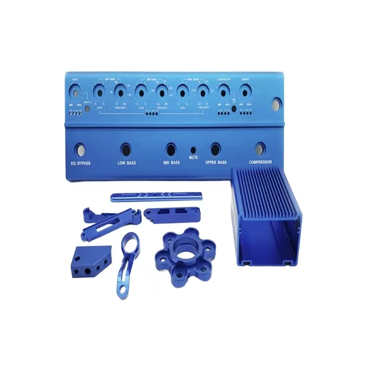 Blue anodized aluminum alloy CNC precision machined audio equipment accessory kit audio amplifier components