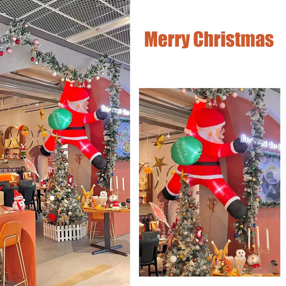 Natal escalada papai noel inflável embutido luzes led natal explodir escalada santas brinquedo de decoração inflável