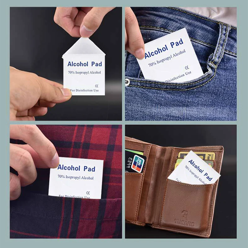 ورقة قطن الكحول القابل للتصرف مناديل تطهير الكحول نظارات شاشة كبيرة تنظيف القطن 70% كحول إيثيل تفاصيل السيارة