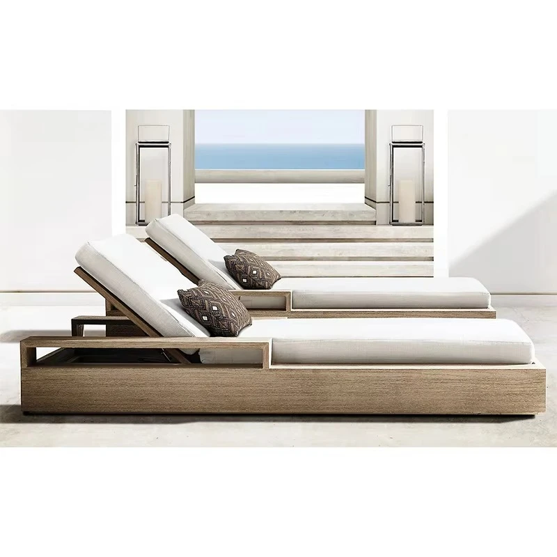 

Шезлонг для бассейна, уличный лежак из тикового дерева, садовая мебель, роскошный пляжный шезлонг, современное кресло для отдыха у бассейна