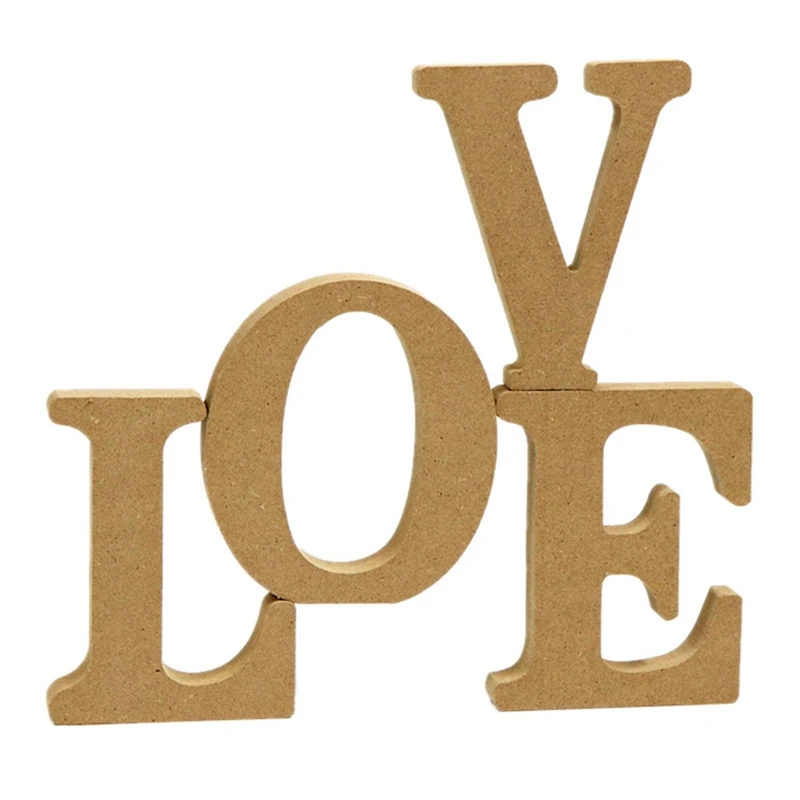 43PCS Wood Letters, Unfinished Wood Letters Decorative Standing Letters Slices Sign Board Decoration For Craft Home