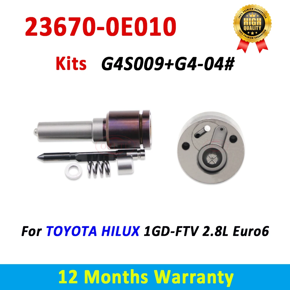 

ORLTL 23670-0E010 Repair kits Diesel Fuel injector 23670-19015 Nozzle G4S009 Valve Plate Orifice G4 04# for TOYOTA HILUX 1GD