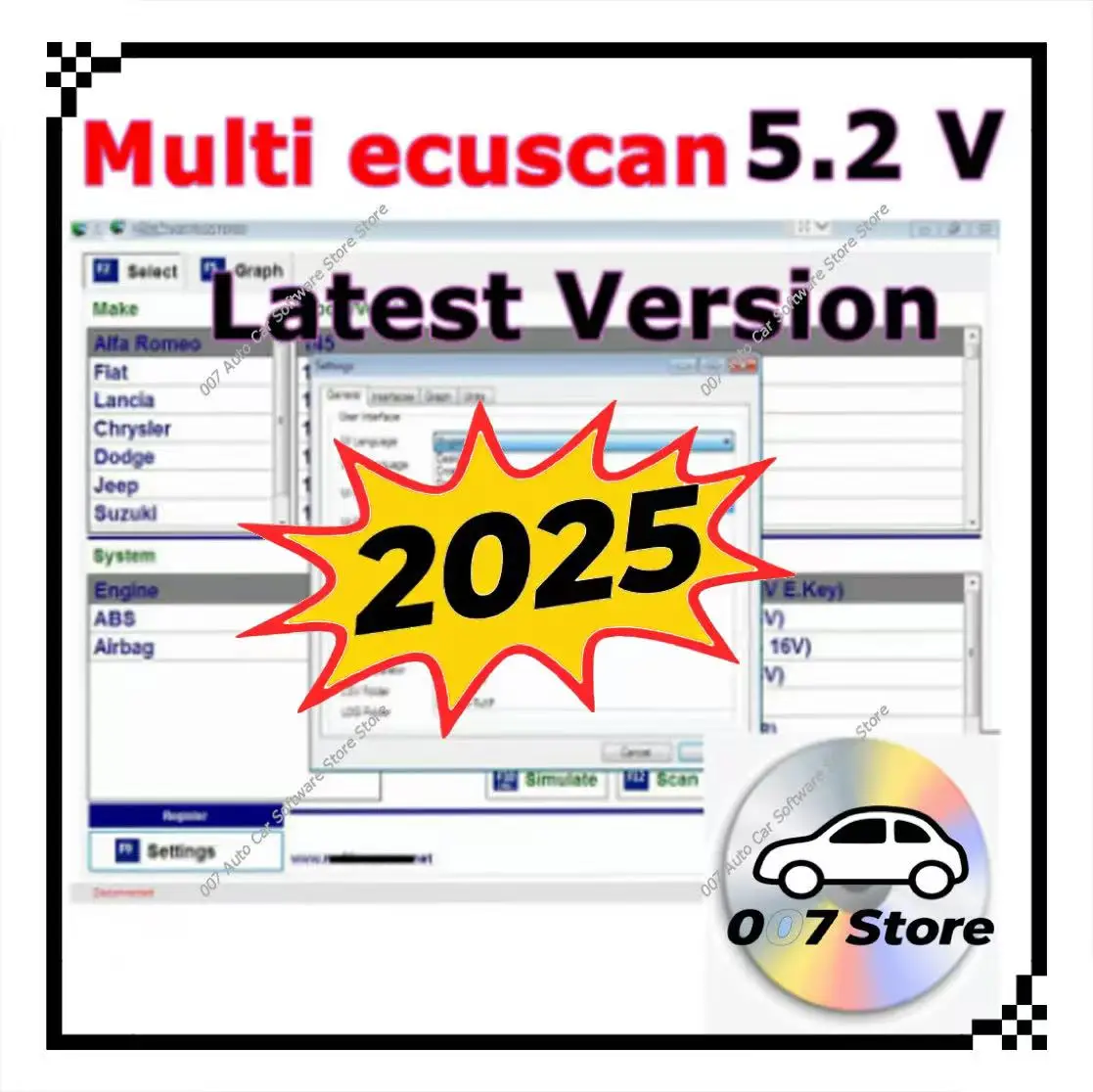 

Multiecuscan 5.2 V5.2 Scanner Software for Fiat Chrysler Dodge Jeep Suzuki Diagnostic Tool 2025 Hot Sale Multiecuscan 5.2