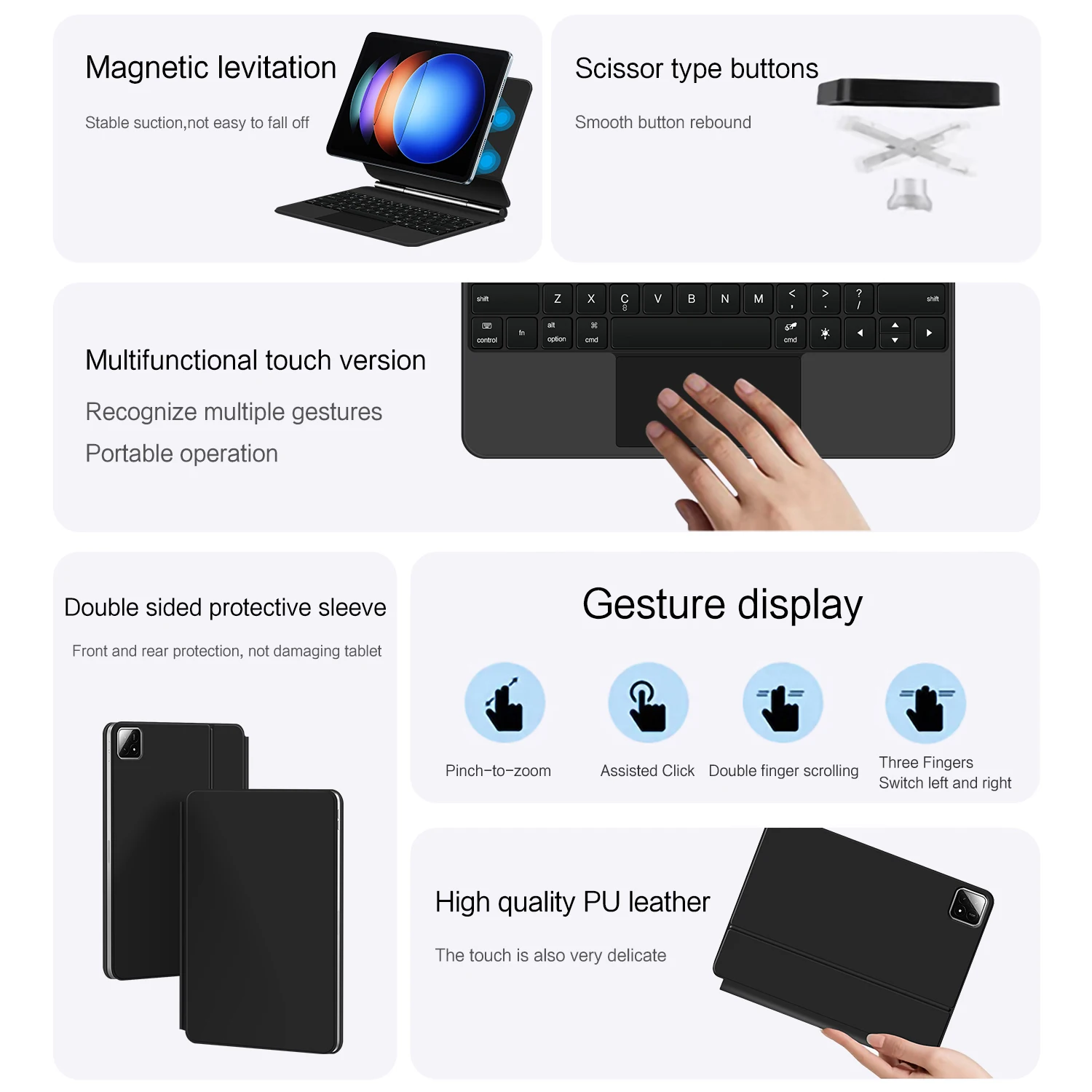 Imagem -04 - Capa Magnética do Teclado Mágico Smart Case Trackpad Teclado Backlight Xiaomi Pad 6s Pro 124 in mi Pad 6s Pro 2024