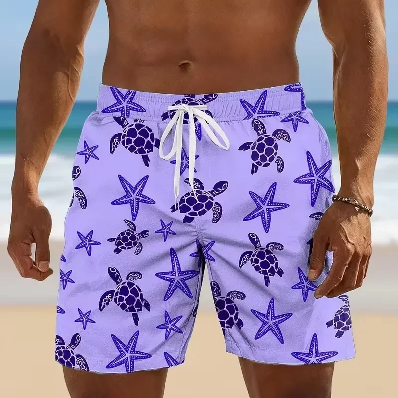 Casual Cool Shorts 2026 Summer Sea Turtle Starfish Print Beach Pants Plus Size Quick Dry Breathable Versatile Vacation