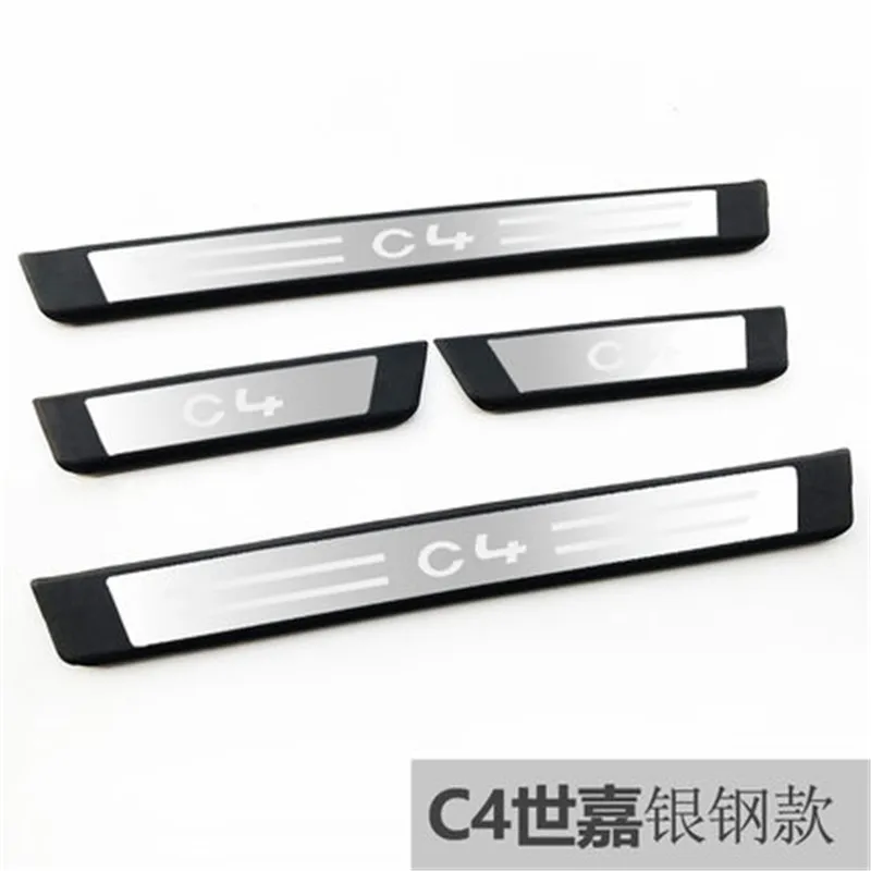 for Citroen cquatre C-Quatre C4 2008-2016 Soft plastic Door Sill Scuff Plate Welcome Pedal Trim Accessories Car styling