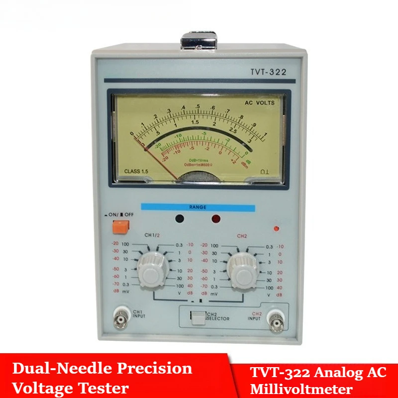 

TVT-322 Dual-Needle AC Millivoltmeter, High Precision Analog Voltmeter for Voltage Measurement