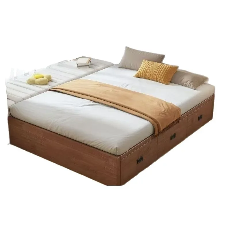 No bedside storage, bed storage, solid wood bed, tatami floor-to-ceiling bed cabinet integrated