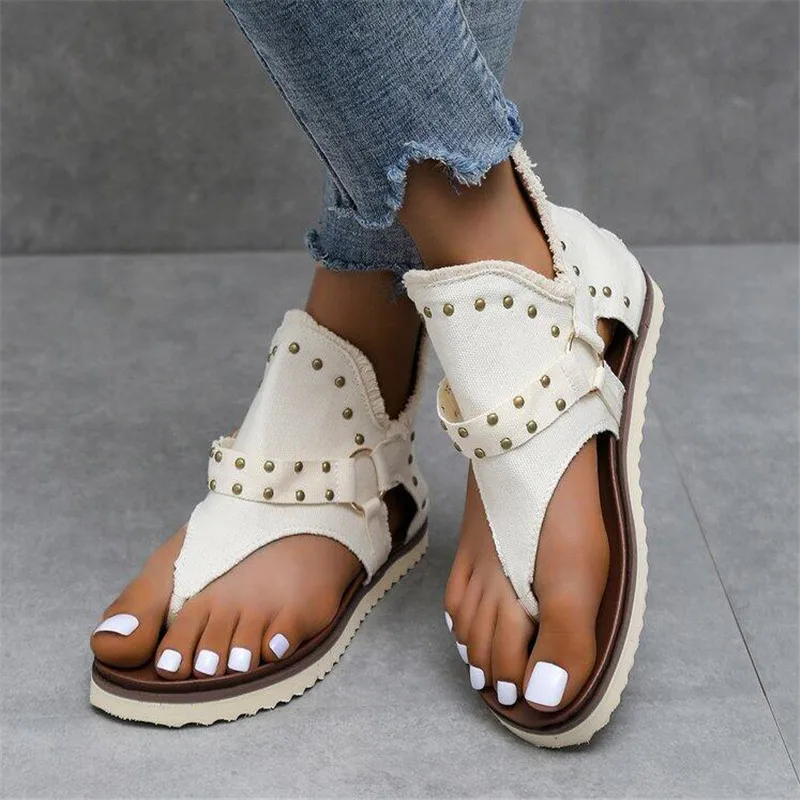 

2023 Fashion Gladiator Shoes Women Flat Sandals Outdoor Clip Toe Casual Sandal for Female Summer Non-Slip Soft Flats