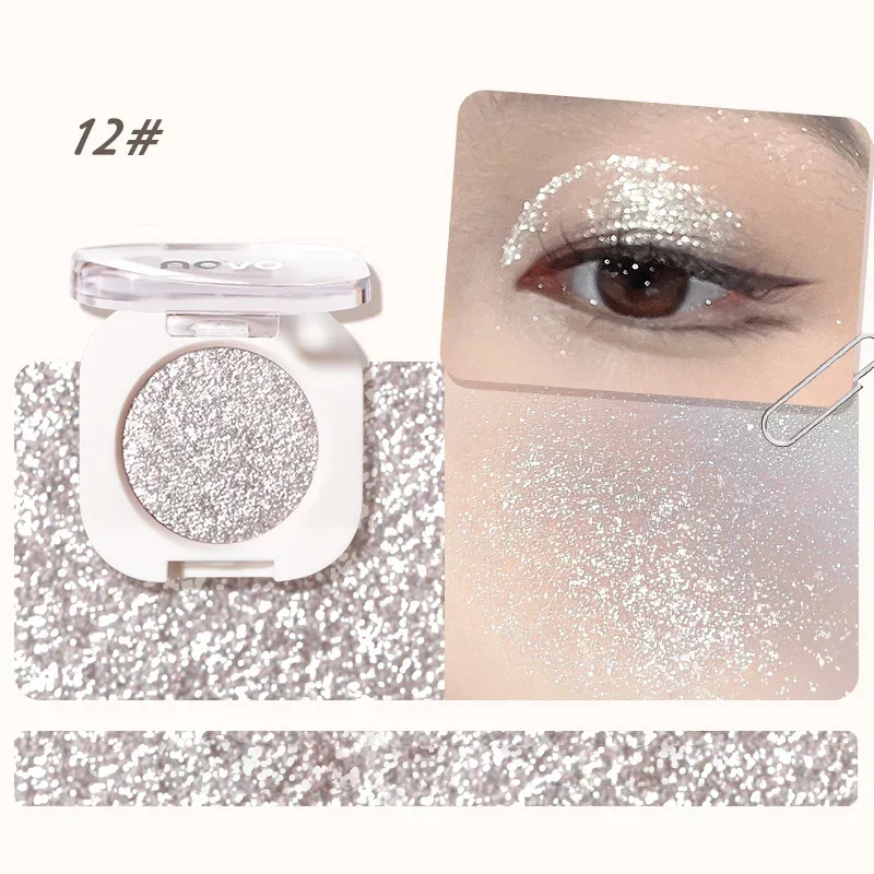 Monochrome Glitter อายแชโดว์ Pearlescent Highlighter Powder แต่งหน้า Diamond Eye Shadow Palette Bright Shiny Eye แต่งหน้าเครื่องสําอาง