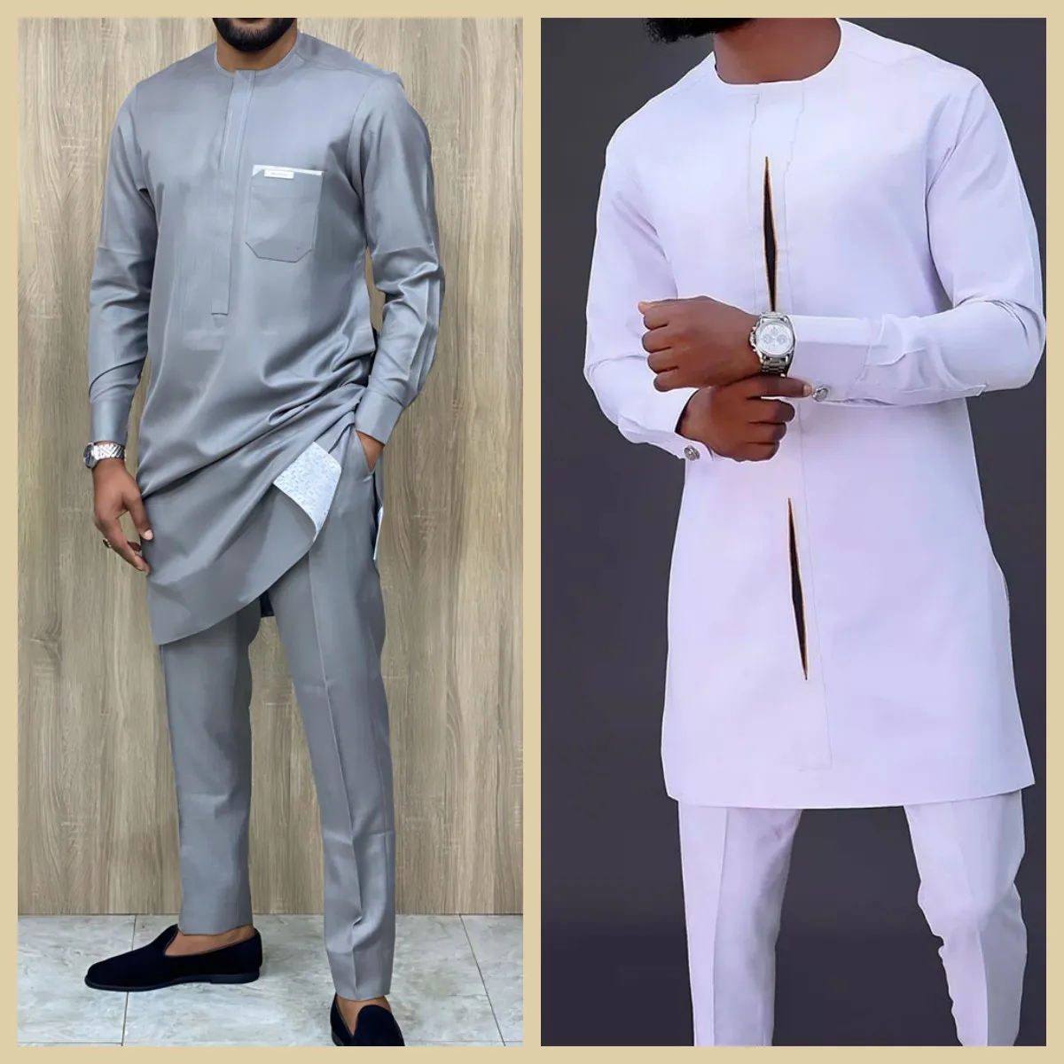 2024Kaftan Elegant African Men\'s suit Two-piece Agbada dress Wedding jacket and trousers Wedding suit African ethnic style