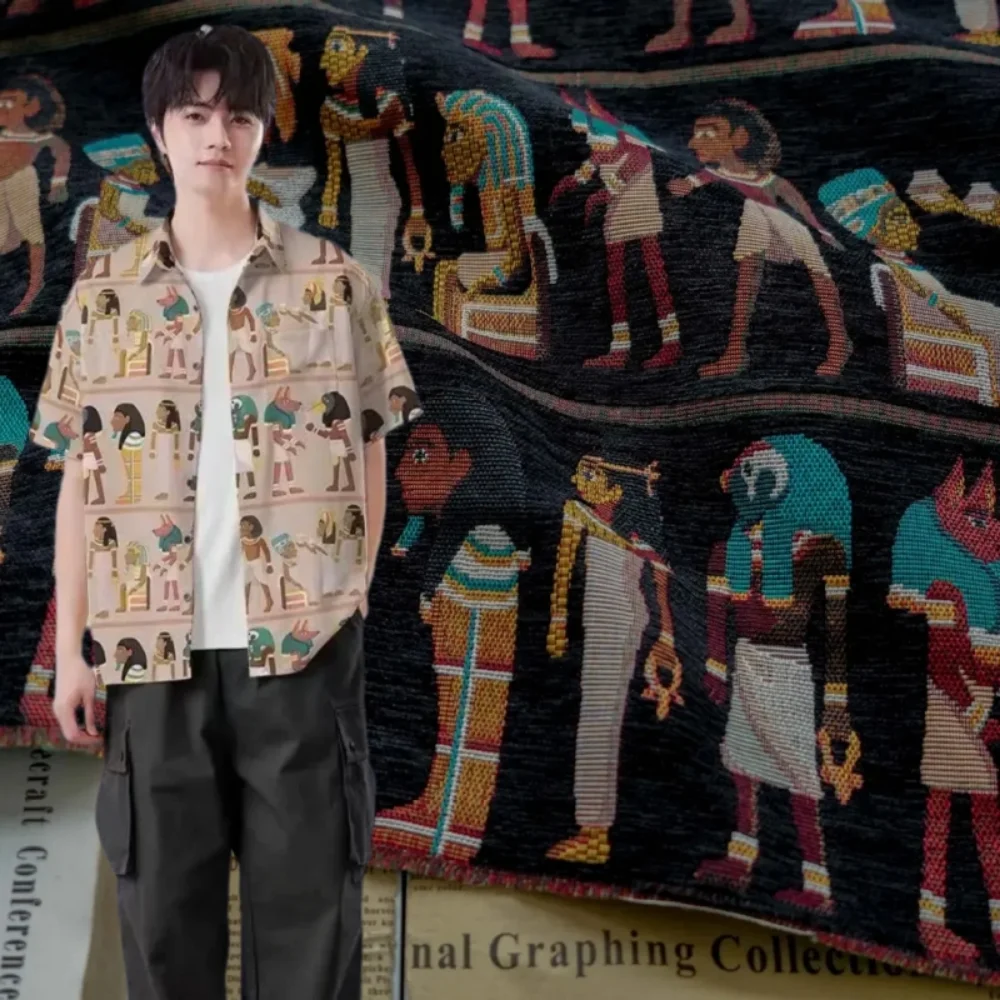 

Yarn-dyed Jacquard Fabric Ancient Egyptian Cartoon Ethnic Style Autumn Winter Women's Coat Chenille Dress Shirt Pillow Sew Cloth