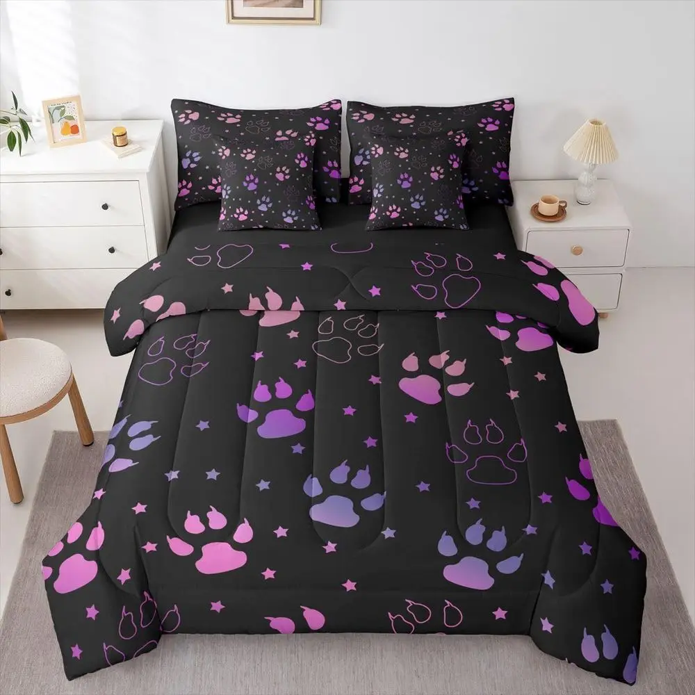 

7-Piece Queen Size Pink Sausage Dog Bedding Set for Kids, Boys, Girls - Cute Animal Decor, Lightweight Microfiber