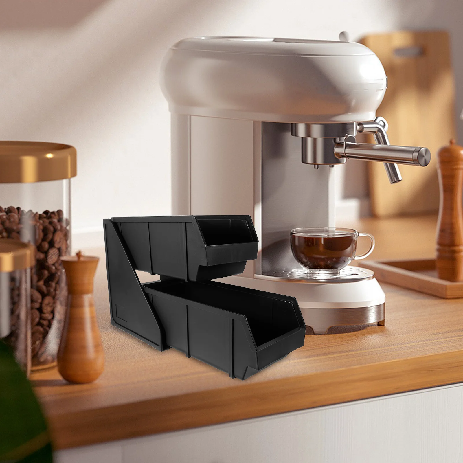 

Coffee Bar Organizer Box Smooth Round Corners No Burrs Easy Use Condiment Storage Holder for Cafes Restaurants Tea Shops