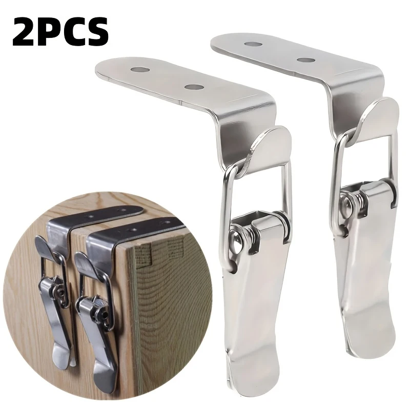 2 Sets 90° Spring-Loaded Toggle Latches, Duckbill Hook Latches for Boxes, Chests & Trunks