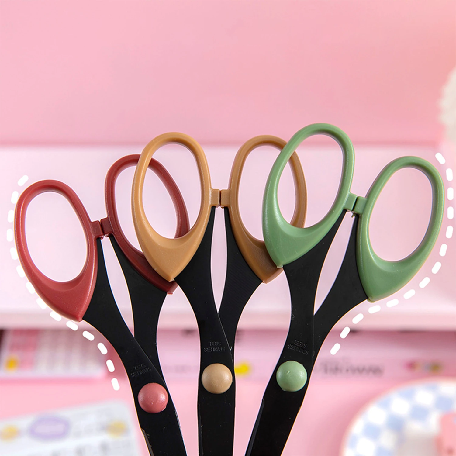 Color Scissor Stainless Steel Blade Safe Design Cutter For Fine Art Diary Album Craft Stationery Office School Supplies