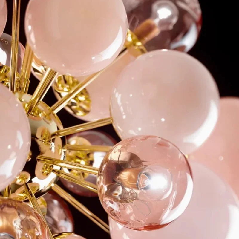 Girl Heart Pink Bubble Glass Pendant Modern Bedroom Personalized LED Light Warm Living Room Dining Room Decorative Lighting