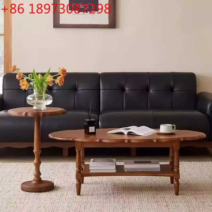 

Французский ретро-диван из цельного дерева, боковой журнальный столик, бытовая гостиная, маленькая квартира, двухслойный столик для хранения лепестков