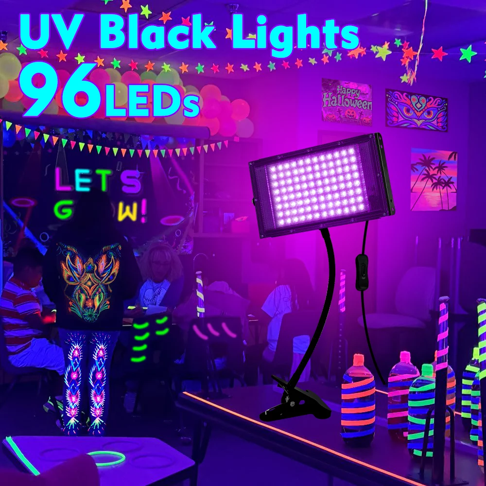 

96LED портативный УФ-черный свет для домашнего использования, флуоресцентные вечеринки, поделок из смолы, инструментов для литья ювелирных изделий, отверждения ногтей.